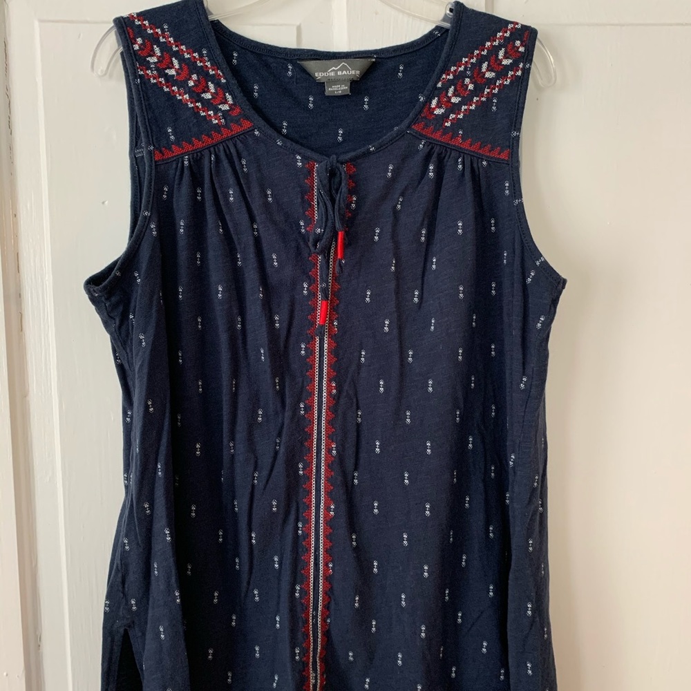 Eddie Bauer Aztec tank top with tie detail